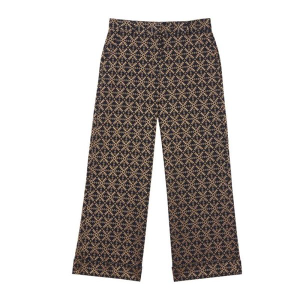 Pantalón negro con dibujo geométrico dorado