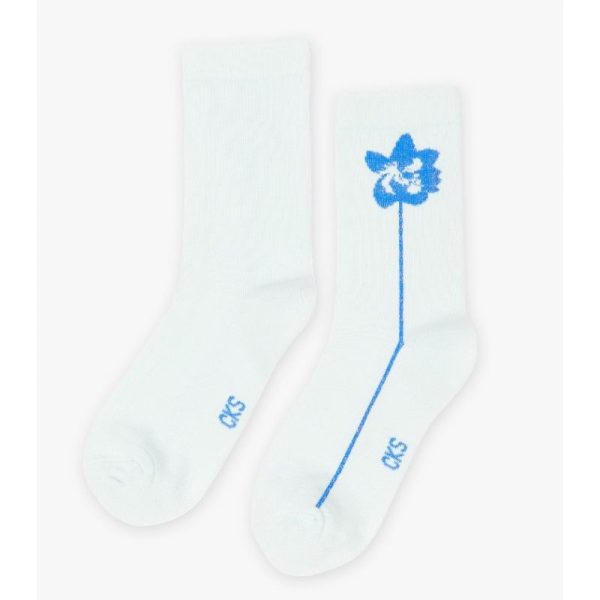 Calcetines azules con flor N.35-38